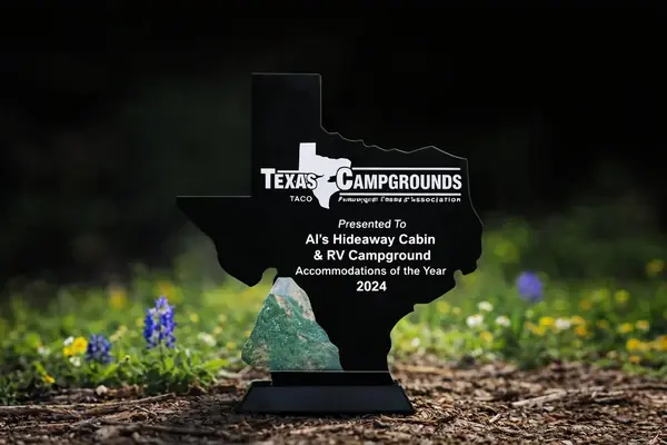Texas Campgrounds TACO Accommodations of the Year 2024 award presented to Al's Hideaway